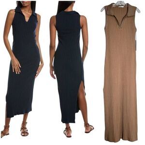 Stateside Farmboy Rib Sleeveless Collared Camel Dress Size XL